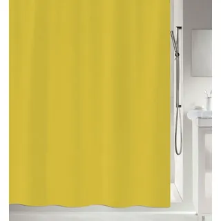 spirella Duschvorhang PRIMO Breite 180 cm, Anti-Schimmel Textil-Duschvorhang, Polyester, 180x180 cm, waschbar gelb 180 cm x 180 cm