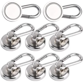 MIN CI 8 Stück Magnethaken Extra Stark, 25mm Neodym Magnete Große Magnetische Haken Magnete Stark 22KG Zugkraft Magnet mit Haken mit Öse Magnet Haken für Küche Badezimmer Schließfächer