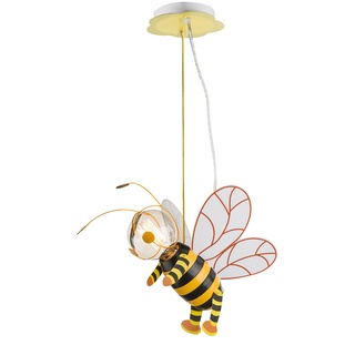 GLOBO Hängelampe Kinderzimmer Pendelleuchte Biene LED Schlafzimmerlampe Junge Mädchen, Metall schwarz gelb, LED 7W 700lm 2700K warmweiß, LxBxH 36x25x120 cm