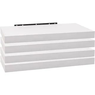 Woltu - 4er Set Wandregal Bücherregal Deko Wandablagen MDF Holz Hängeregal weiß 50x22.9x3.8cm