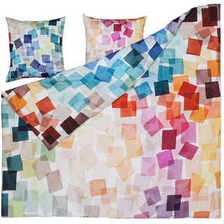 ESTELLA Mako-Satin Bettwäsche Puzzle Multicolor 1 Bettbezug 155 x 220 cm + 1 Kissenbezug 80 x 80 cm