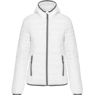Kariban Leichte Damen Steppjacke mit Kapuze Weiß 2