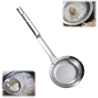 Feinmaschiges Sieb aus Edelstahl, feinmaschiges Sieb aus Edelstahl, Löffel, extrafeines mit Griff für Ölfilter, zum Abschöpfen von Fett und Schaum (Groß)
