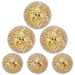 UNICRAFTALE 6 Stück 2 Größen Dekorative Glas Kugeln Für Schalen Gold Mosaik Kugeln Dekorative Kugeln Durchmesser 58,5/75 mm Dekokugeln Für Zuhause Garten Küche Wohnzimmer Deko