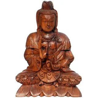 WOGEKA Super schöner 30 cm Dewi Kwan Medizin Buddha Meditation Holz Budda Feng Shui BDEWI30