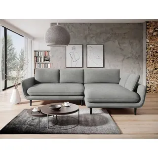 DOMO-HOME Ecksofa mit Schlaffunktion SOLANO – Elegantes Skandinavisches Ecksofa 260x167cm| Bettkasten und Holzbeinen für Komfort und Stil | Hoch... - Grau