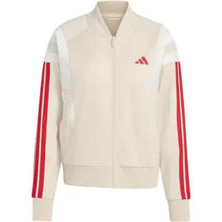 adidas Women's 3S FASHION Tracktop, Crystal Linen/Pure ruby), XS
