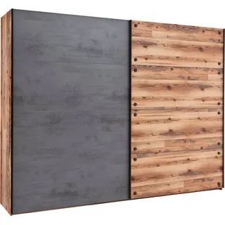 Schwebetürenschrank SCHLAFKONTOR "Dover" Schränke Gr. B/H/T: 270 cm x 210 cm x 60 cm, 2 St., braun (alpine lodge, betono x id) Schwebetürenschränke und Schiebetürenschränke im Industrial Design