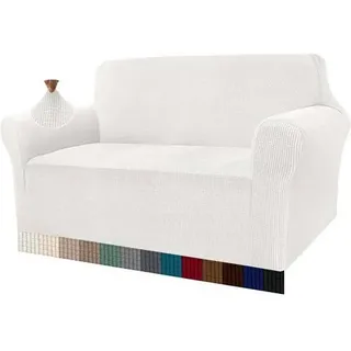 Sofabezug Sofahusse Jacquard Stretch Hunde Haustiere 2 Sitzer Creme