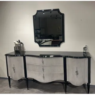 Casa Padrino Luxus Barock Sideboard mit Spiegel Schwarz / Grau / Silber - Luxus Möbel Möbel im Barockstil - Barock Möbel - Barock Einrichtung - Edel & Prunkvoll
