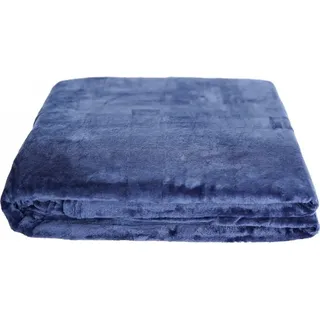 Kuschelige Decke 150x200 cm Fleecedecke Wohndecke aus Polyester Tagesdecke Dunkelblau - Blau