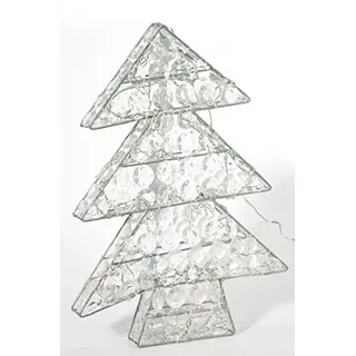LED Weihnachtsbaum Metall Silber 64 LED Weiß Weihnachtsdeko Fenster Dekoration Weihnachten Weihnachtsbeleuchtung Innen Fenster