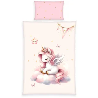Herding Klaus Hering 2485417063 - babybest® Bettwäsche, Einhornzauber, Made in Green, 40x60+100x135 cm