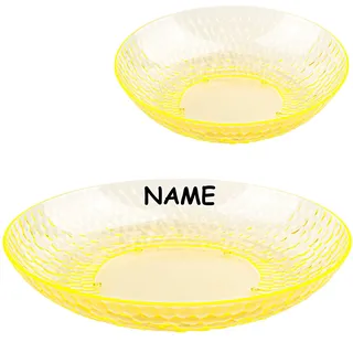 alles-meine.de GmbH 2 Stück Teller mit hohem Rand/Schale - Speiseteller - Ø 20,5 cm - inkl. Name - gelb/orange - Glas Optik - Kunststoff Plastik - mehrweg Erwachsene & Kind..