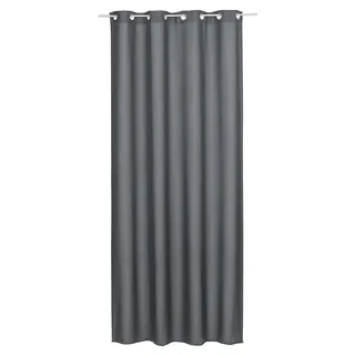 ELBERSDRUCKE Ösenschal Lino anthrazit Blickdicht 300 x 140 cm Vorhang für Wohnzimmer Schlafzimmer Küche Flur Kinderzimmer