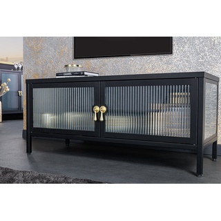 riess-ambiente Lowboard AMSTERDAM 90cm schwarz / transparent / gold (Einzelartikel, 1 St), Wohnzimmer · Metall · Riffelglas · stehend · Stauraum · Modern Design schwarz