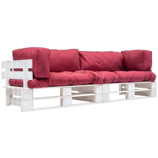 DOTMALL Big-Sofa 2-teiliges Garten-Paletten-Sofa-Set mit roten Kissen aus Kiefernholz