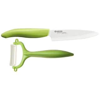 KYOCERA GEN GREEN Keramik-Messer & Sparschäler Set, 11 cm Klinge