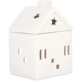 pajoma® Duftlampe Haus aus Keramik, 10 x 9 x 15 cm | eleganter Teelichthalter für Ätherisches Öl, Duftöl, Parfümöl, Wax Melt, Duft-Wachs | schöne wohnliche Geschenkidee