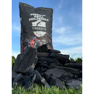 Crozzle Premium Hartholzkohle aus Eiche, Birke & Hainbuche – Extra heiß (700 °C), Brenndauer bis 2 Std., tropenfrei (1x10kg)