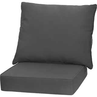 FANTASK Sitzkissen für Terrassenmöbel, für Sitzkissen 64 x 64 x 15 cm, Rückenkissen 80 x 65 x 18 cm, Loungekissen Stuhlkissen, wetterfeste Outdoor-Sitzpolster für Balkon, Terrasse (Grau)