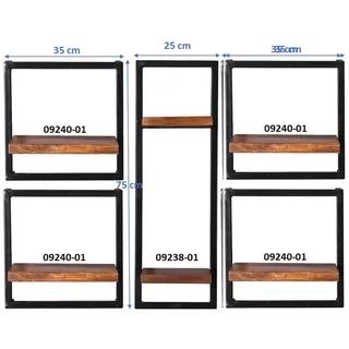 TPFLiving Wandregal Louisville - toller Materialmix aus Mangoholz und Altmetall, Wandregal im modernen Industrial Look - natur mit antikschwarz, Produktlinie: Kentucky - Breite: 105 cm, Höhe: 75 cm, Tiefe: 25 cm beige