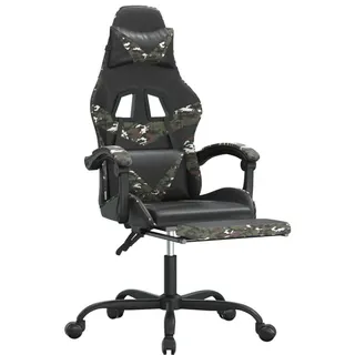 vidaXL Gamingstuhl mit Fußstütze Schwarz Tarnfarben Grün