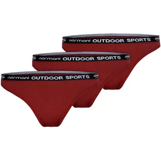 Normani, Damen, Funktionsunterhose, 3er Pack Damen Merino Tanga „Dubbo“, Rot, XL