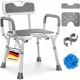 Kesser Duschhocker mit Lehne höhenverstellbar 38-54cm 150KG grau/weiß