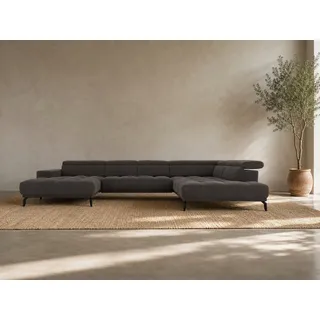 foamnova Wohnlandschaft Uppsala, mit Relaxfunktion, B 400 cm, Elektrischer Sitzvorzug & klappbare Kopfstützen