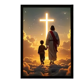 Jesus Wandbilder Für Die Wand | LED Religiöses Poster Foto Rahmen | Religiöse Jesus Bild Wandkunst,Für Schlafzimmer Wohnzimmer Eingang Büro Schule Kirche Hotel Apartment Wohnheim Weihnachten