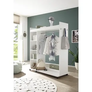 möbelando Kompaktgarderobe >Vinnie< in Weiß matt - 138x150x56cm (BxHxT)