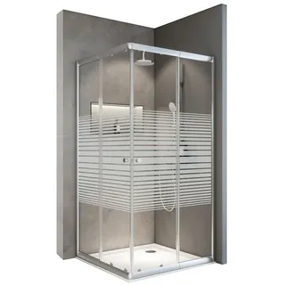 Schulte Home Sunny Eckdusche mit Schiebetüren rechts verschiedene Größen 180 x 90 cm silber Sicherheitsglas