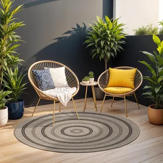 livabliss Porto Outdoor wetterfest - In und Outdoor für Balkon 160 cm, Terrasse, Garten, Küche - e Boho Style für draußen - Beige, Schwarz, Grau