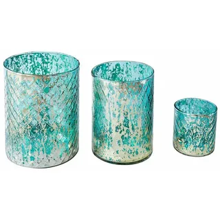 Mirabeau Windlicht Windlicht 3er Set Firalen türkis (3er Set, 3er Set) blau