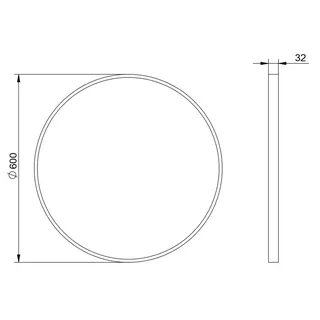 Bernstein Runder Badspiegel 8232 Ø Aluminiumrahmen - Größe wählbar, Farbe:Schwarz, Spiegel rund (Durchmesser):Ø 60cm