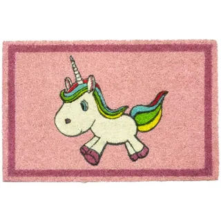 getDigital Einhorn Fußmatte/Türmatte | Top-Qualität: Aus 100% natürlichen Kokosfasern für gründliche Reinigung | 60x40cm, rosa, vollflächig bedruckt, für außen und innen