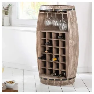 LebensWohnArt Weinregal Flaschenregal BOTELLA 97cm natur Weinfass Pienienholz