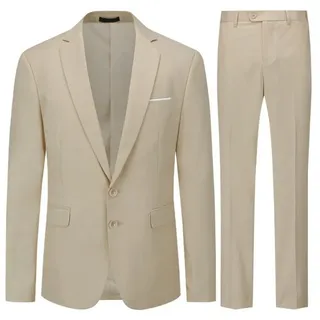 Allthemen Anzug (2 tlg) Herren Slim Fit Anzüge Modern Herrenanzug für Business braun 56
