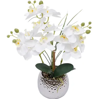 czyuRachel Kunstblume Schmetterling Orchidee, Kunstblumen wie echt mit Zahlreiche Kleine Steine und Runde Basis, Orchideen Künstlich, Hochzeit Deko, Real Touch Blüte, 36X39 cm