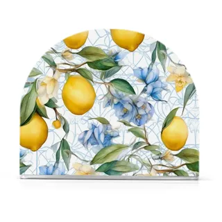 Aquarell-Serviettenhalter aus Acryl, Zitronen und Blumen, für Tisch, Cocktail, Papierservietten, Esstisch, Serviettenspender für Küche, Restaurant, Heimdekoration, 1 Stück