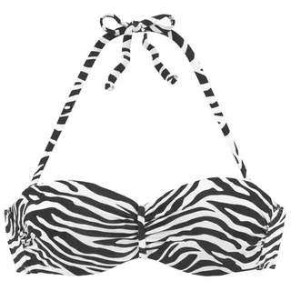 VENICE BEACH Bügel-Bandeau-Bikini-Top Damen Schwarz/Weiß 34 Cup B