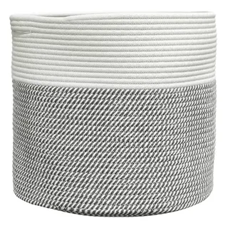 vidaXL Aufbewahrungskorb Grau und Weiß Ø40 x 35 cm Baumwolle