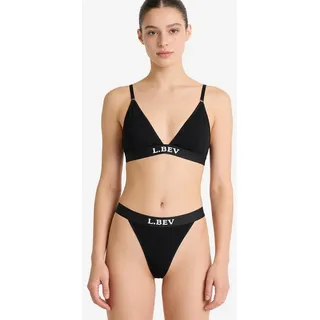 L.BEV Set: Bügelloser BH Dessous-Set in Schwarz - pure Eleganz & luxuriöser Tragekomfort (Set, 2-tlg., BH + Tanga) Edles Dessous-Set mit höchstem Tragekomfort schwarz L