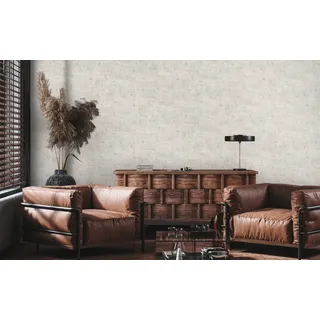 living walls Vliestapete Stories of Life Vintage Strukturtapete Grau Gold, aufgeschäumt, einfarbig, uni, Abriebeffekte, (1 St), Vlies-Tapete für er Wohnzimmer Tapeten Wohnzimmer Schlafzimm modern grau