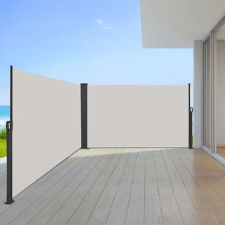 NAIZY Doppel-Seitenmarkise Sonnenschutz Sichtschutz Windschutz Terrasse Markise Polyester (1.6 * 6m, Grau)