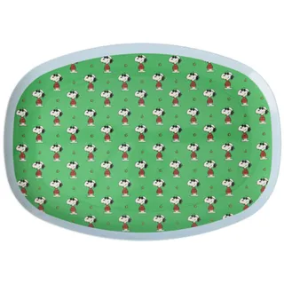 RICE Melamin Rechteckiger Kinderteller mit Snoopy, Grün - 30 x 22 cm