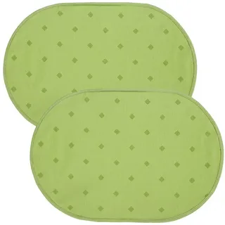 Erwin Müller Platzset Tischset "Neuss" 2er-Pack, abwaschbar Uni grün oval | 35 cm x 50 cm