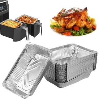 50 Stück Alu Tropfschalen Klein 22x16x5cm Alu Grillschale Einweg 1100ml Kleine Aluschalen Grill Rechteck Wasserbeständig Alufolie Schalen für Backen Kochen Heißluftfritteusen Öfen Mikrowellenherden