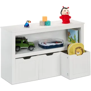 Relaxdays Kinderregal 3 Boxen 60 x 102 x 30 cm MDF weiß